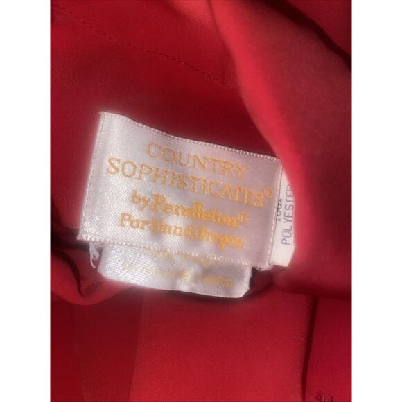 Vintage Country Sophisticates by Pendleton Red Polyester Blouse Shirt Size 12 - Picture 8 of 9